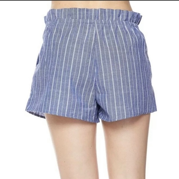 Love Tree High Waist Blue and White Stripe Paper Bag Shorts Size Medium NWOT - Picture 7 of 10